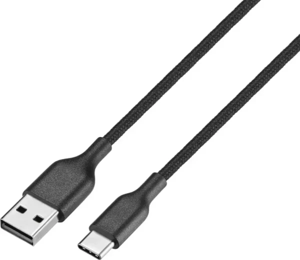 Best Buy essentials™ - 6' USB-C to USB Braided Charge-and-Sync Cable - Black