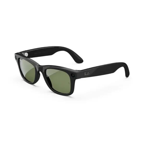 Ray-Ban Meta - Wayfarer Large glasses with Meta AI, Audio, Photo, Video Compatibility - Green Lenses (Refurbished) - Shiny Black