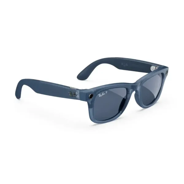 Ray-Ban Meta - Wayfarer glasses with Meta AI, Audio, Photo, Video Compatibility - Polarized Blue Lenses - Matte Jeans