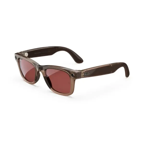 Ray-Ban Meta - Wayfarer glasses with Meta AI, Audio, Photo, Video Compatibility - Transitions Red Lenses - Warm Stone
